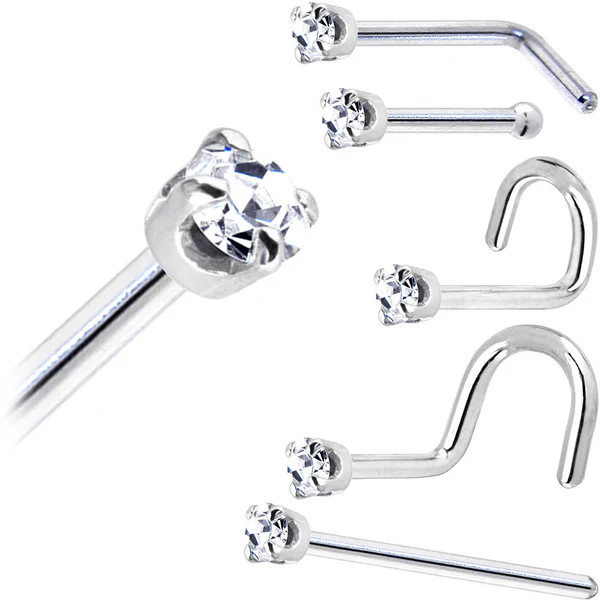 Platinum 1.5mm (April) Genuine Diamond Nose Ring | Body Candy