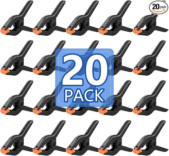 20 Pack 4.5 inch Plastic Spring Clamps, Black Heavy Duty Clips, Backdrop Clips, Woodworking Clamp... | Amazon (US)