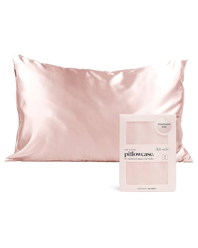 Kitsch Satin Pillowcase with Zipper for Hair & Skin, Softer Than Silk Pillow Cases Queen, Smooth ... | Amazon (US)