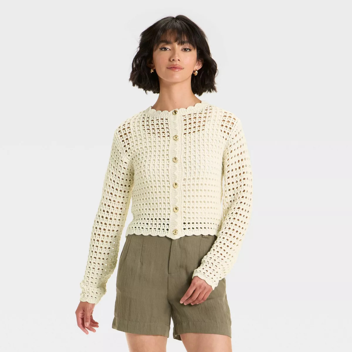 Women's Crochet Button-Front Cardigan - A New Day™ | Target