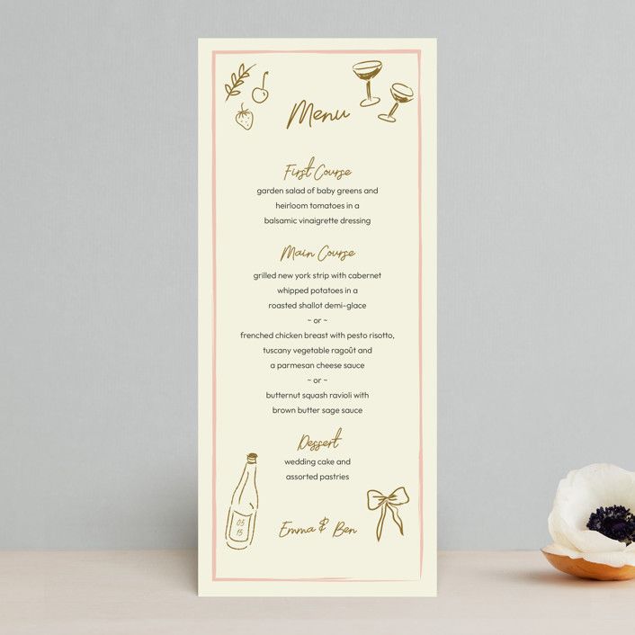 "Handwritten Letter" - Customizable Menus in Brown or Pink by Helena Vitto. | Minted