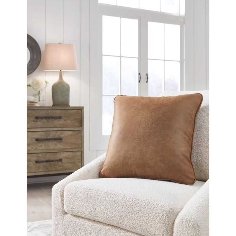 Desoto Square Faux Leather Pillow Cover and Insert | Wayfair North America