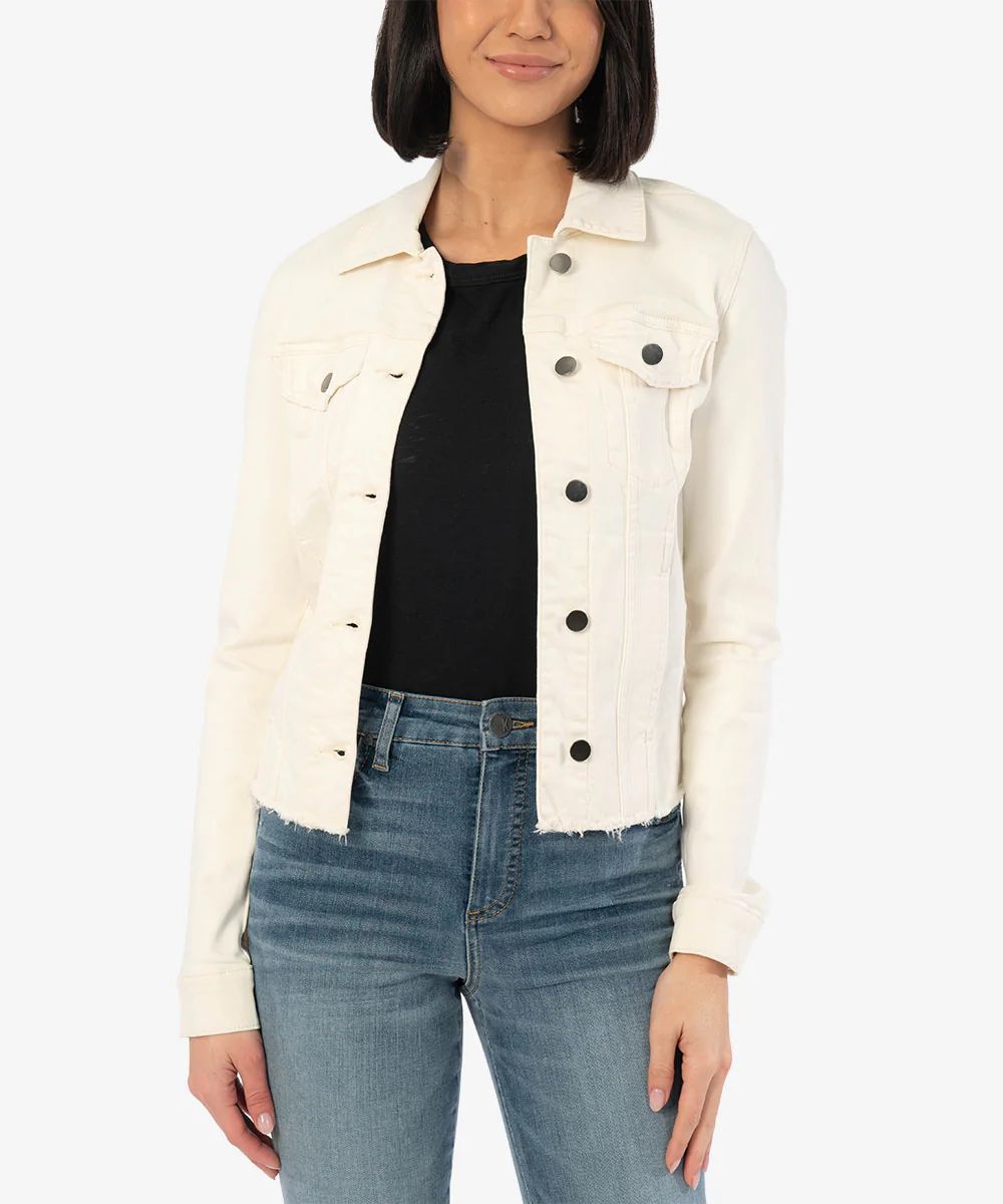 Julia Crop Denim Jacket (Ecru) - Kut from the Kloth | Kut From Kloth