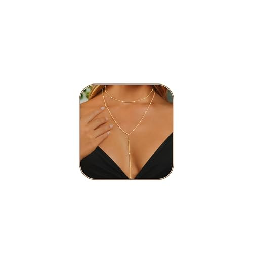 Amazon.com: HERIER Gold Necklaces for Women Dainty 14k Gold Plated Long Necklaces for Women Trend... | Amazon (US)