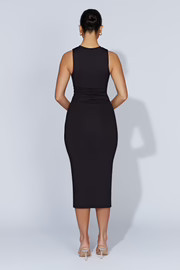 Jill Sleeveless Tank Midi Dress - Black | MESHKI US