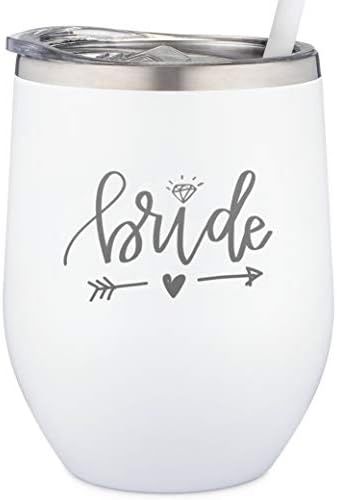 Bride Tumbler | Engraved Stainless Steel Wine Tumbler with Lid and Straw For Bride to Be | Soon t... | Amazon (US)