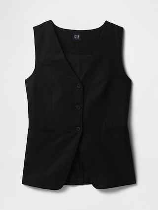 Linen-Blend Longline Vest | Gap (US)