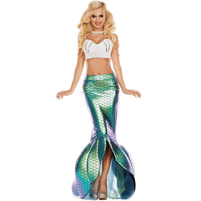 Conjunto Top e Saia Fantasia Adulto Feminino Luxo Temático Festa Halloween Carnaval Cosplay Princesa Sereia | SHEIN