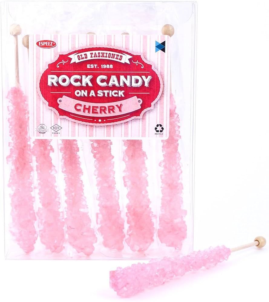 Extra Large Rock Candy Sticks: 6 Pink Cherry Lollipop - Individually Wrapped - Espeez Rock C... | Amazon (US)