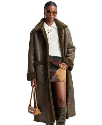 Women's Reversible Faux Shearling Maxi Coat | Macy's