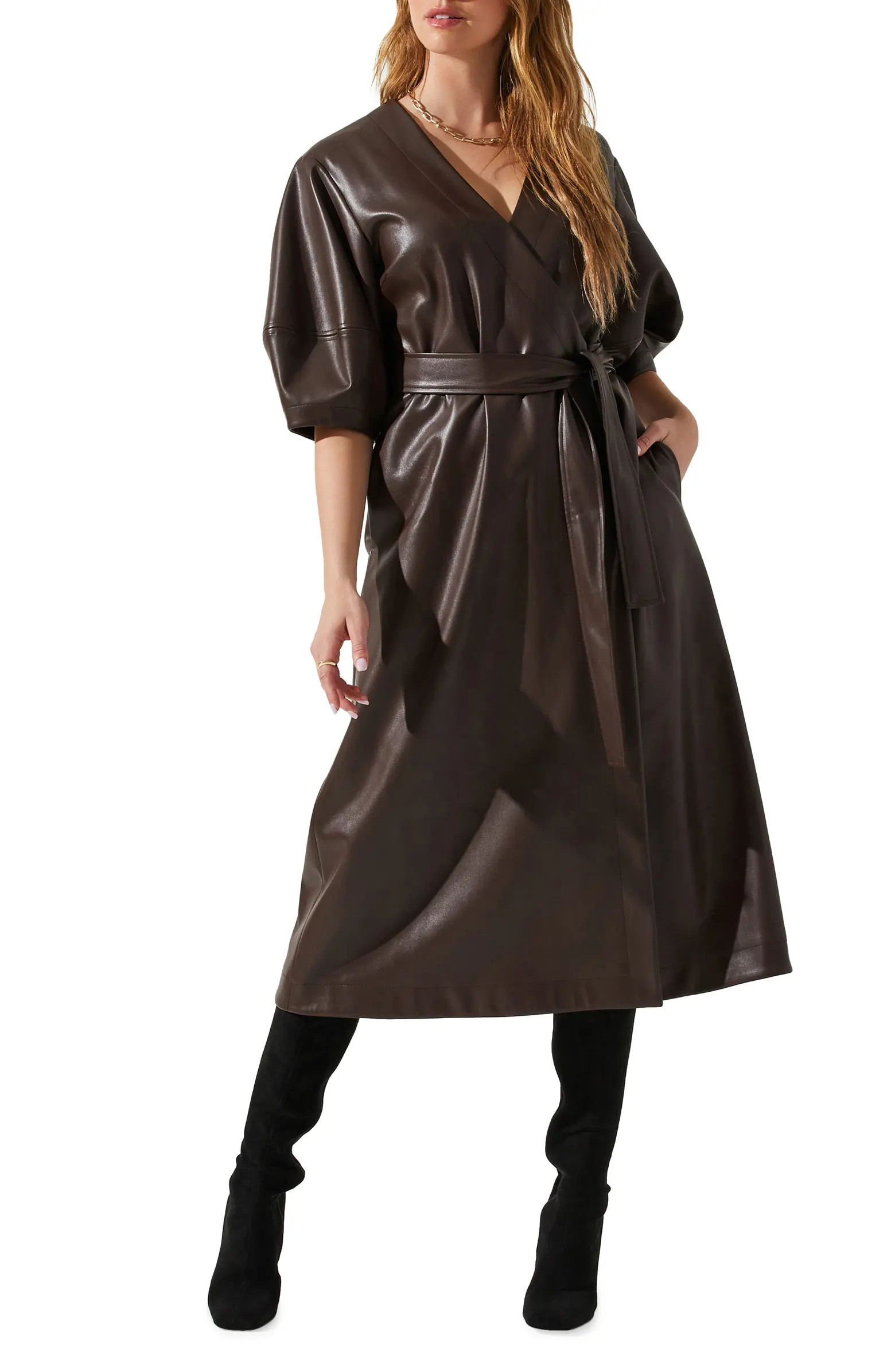 ASTR the Label Angie Faux Leather Shirtdress | Nordstromrack | Nordstrom Rack