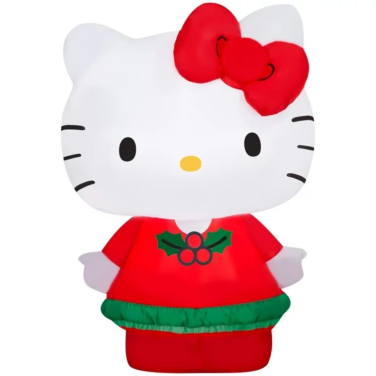 Airblown Inflatables Christmas Hello Kitty with Red Dress Sanrio | Walmart (US)