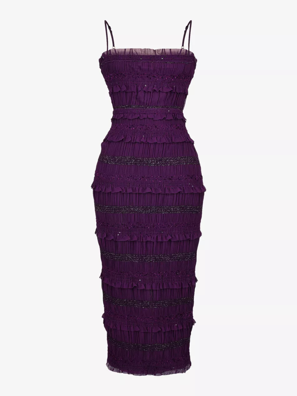 Solana sequin-embellished pleated woven maxi dress | Selfridges