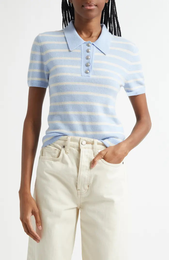 Veronica Beard Brandt Stripe Cashmere Polo Sweater | Nordstrom | Nordstrom