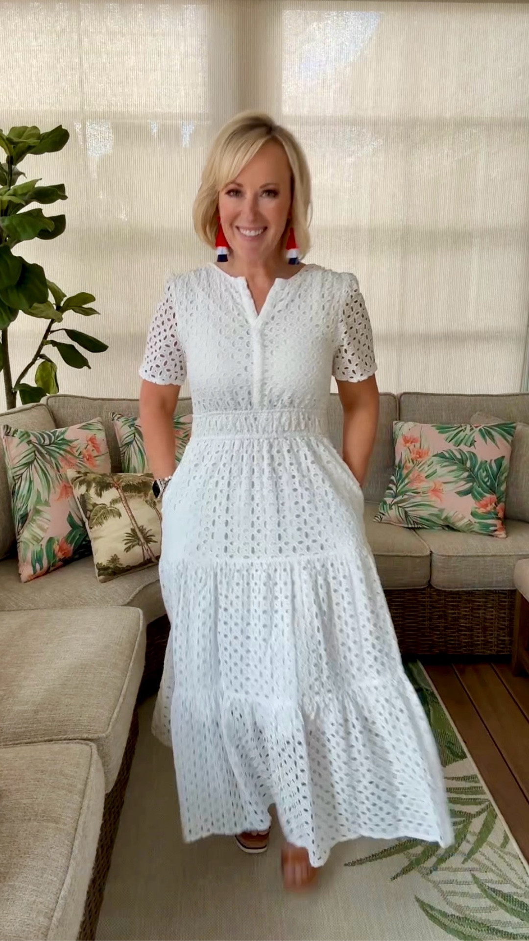 This is a staple summer dress that everyone needs in their wardrobe! The eyelet design and flattering fit makes this dress look so elevated, even though it’s less than $60 on Amazon. I paired it with these fun tassel earrings for a pop of color and my go-to neutral wedges. Shop my look! 

#LTKPetite #LTKootd #LTKSeasonal