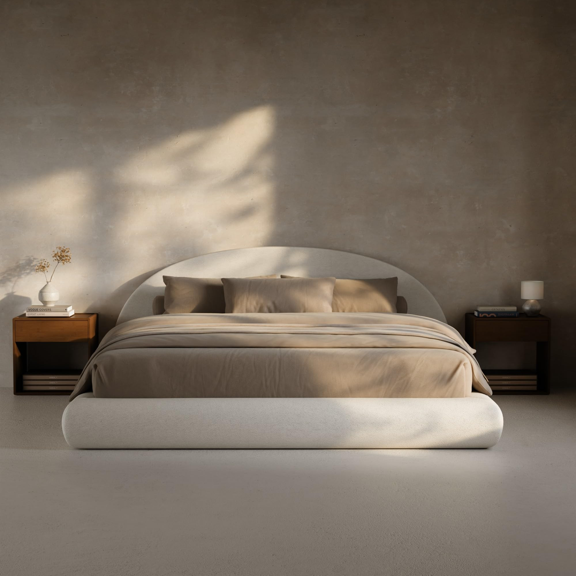 RECCI AirFrame Half-Moon Upholstered King Platform Bed Frame, Velvet Curved Arched Base with Head... | Amazon (US)