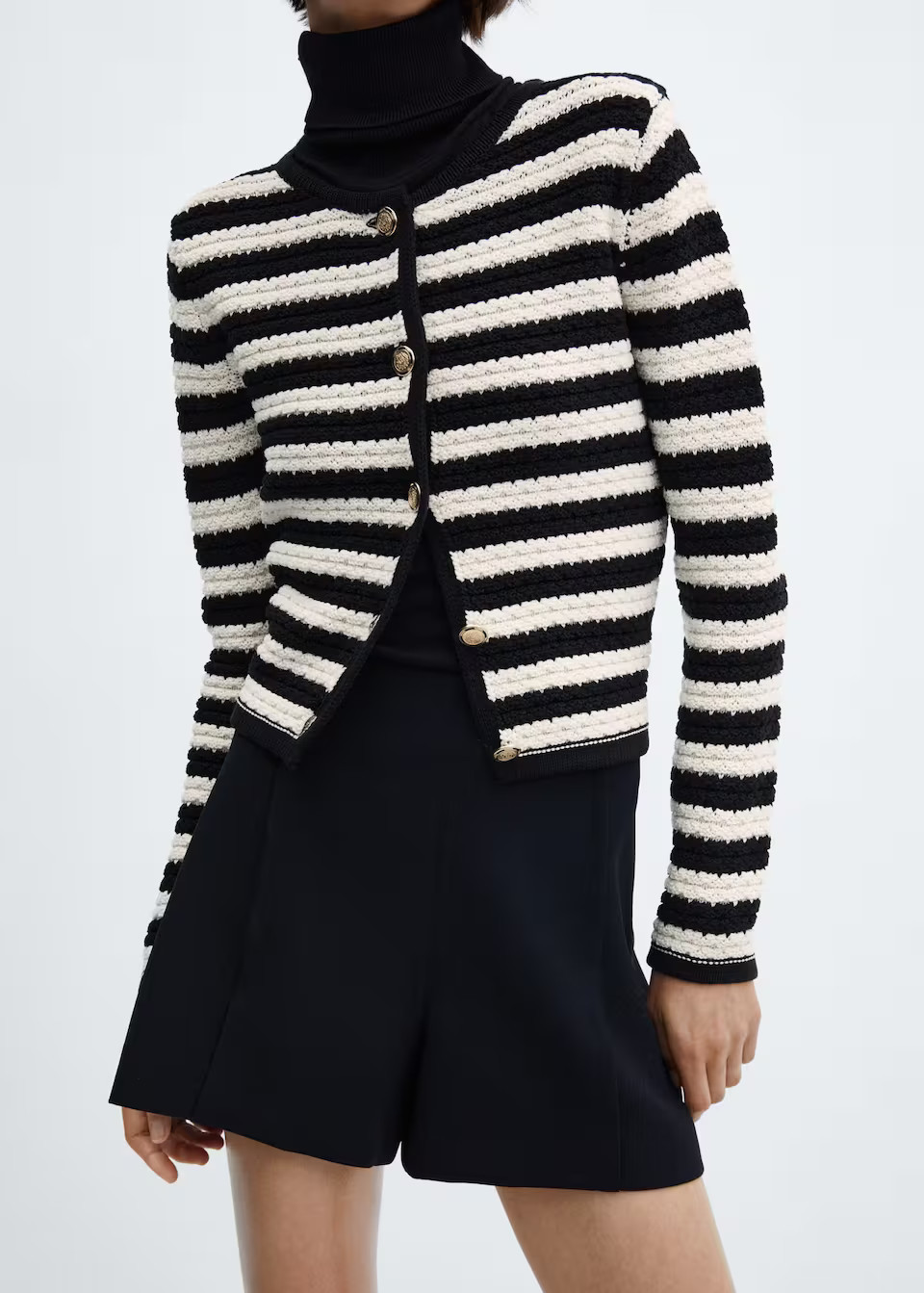 Cardigan às riscas com botões de joia -  Mulher | Mango Portugal | Mango PT