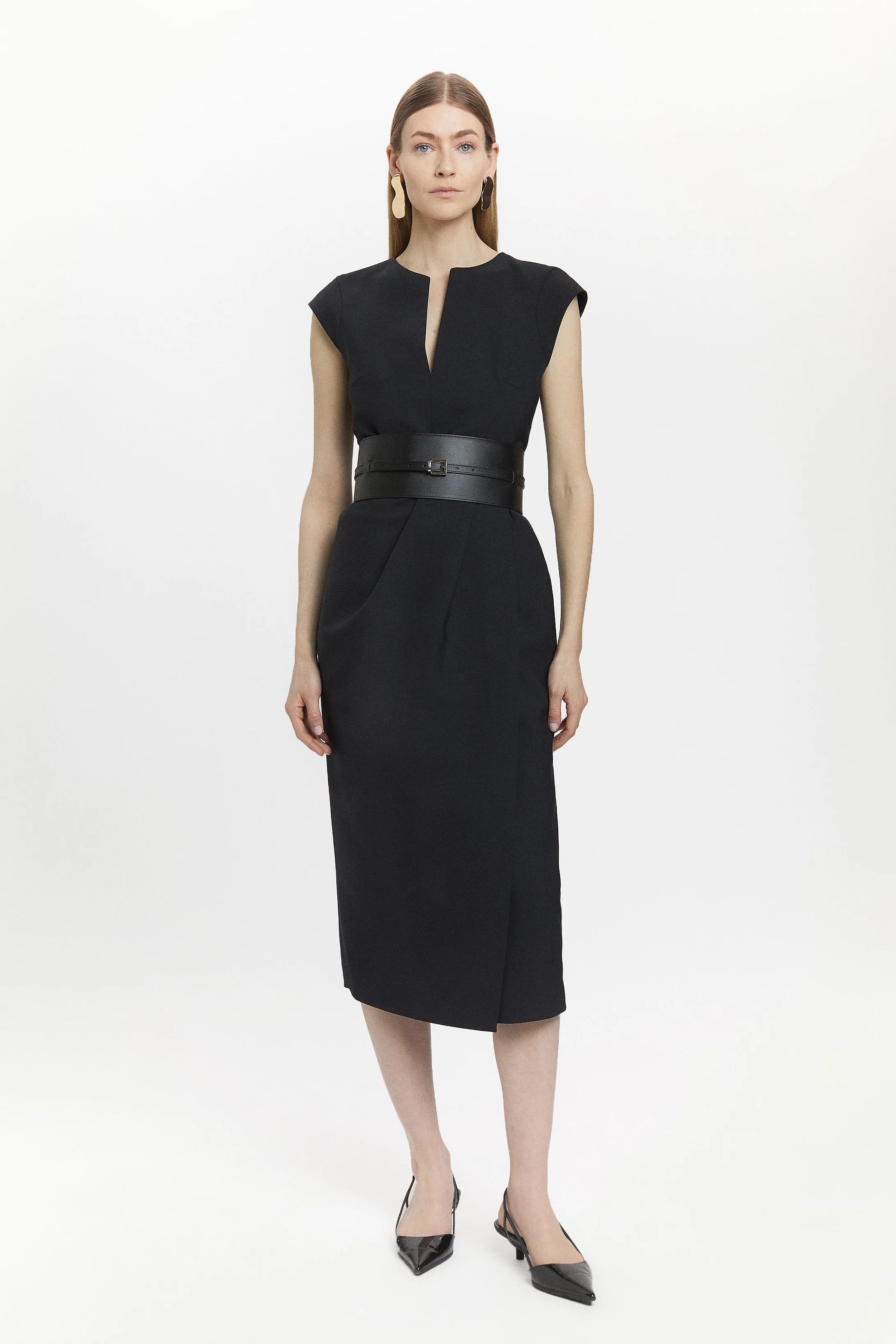 Wool Blend Midi Dress | Karen Millen US