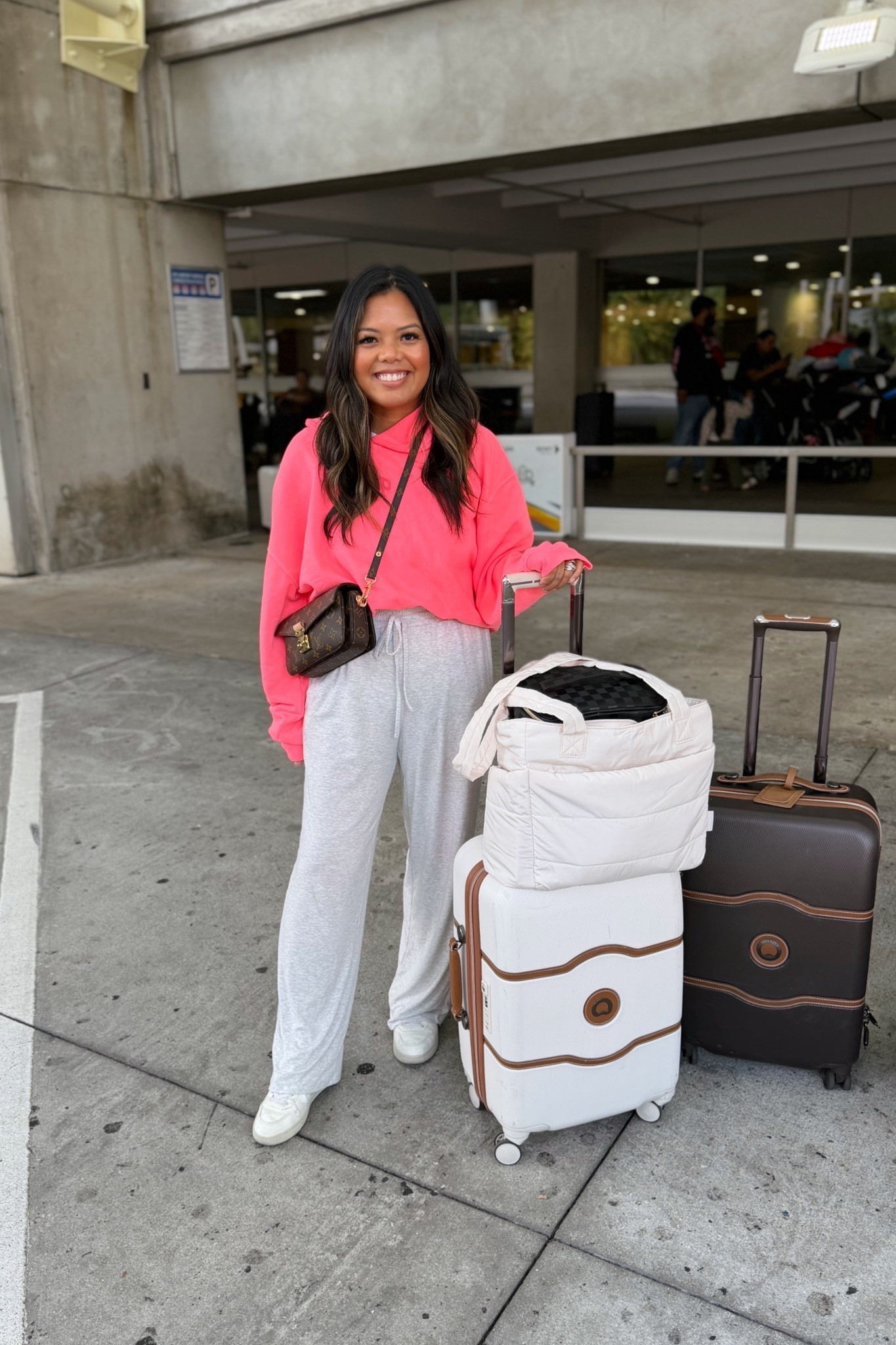 Gap crop hoodie sassy pink (medium) - Amazon lounge pants (small) - Amazon delsey luggage / suitcase - Amazon puffer travel tote 

#LTKPetite #LTKTravel #LTKOver40