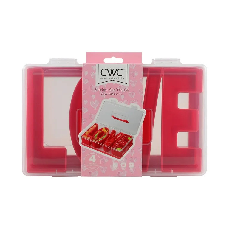 Cook with Color Valentine’s Day Figural Plastic Snack Box, Red LOVE Design | Walmart (US)