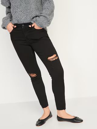 Mid-Rise Rockstar Super-Skinny Raw-Edge Ankle Jeans for Women | Old Navy (US)