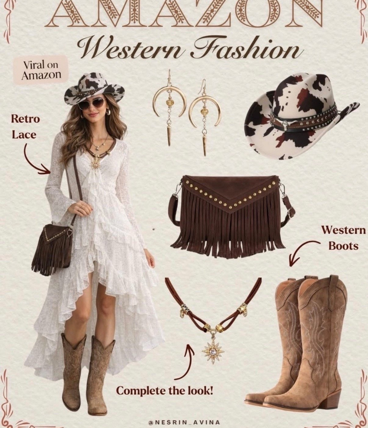 western dress
cowboy hat 
cowboy boots
country concert