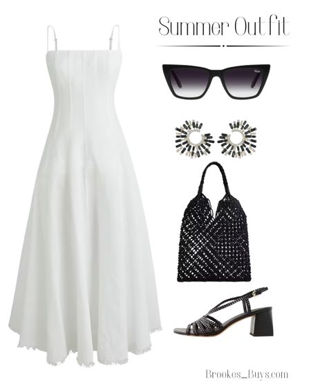 I love this white summer dress with all black accessories. Perfect for a date night. #whitedress #summerdress #summeroutfit 

#LTKItBag #LTKU #LTKParties