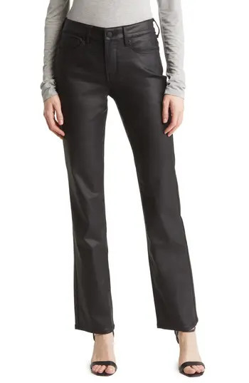 NYDJ Marilyn Coated Straight Leg Jeans in Black Coated at Nordstrom Rack, Size 2 | Nordstrom Rack