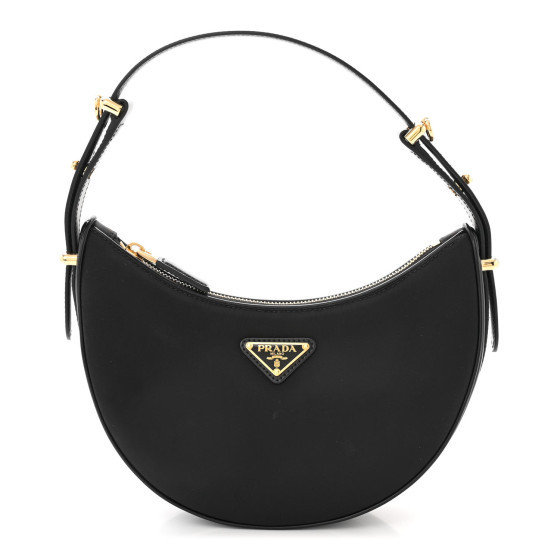 Re-Nylon Spazzolato Arque Shoulder Bag Black | FASHIONPHILE (US)