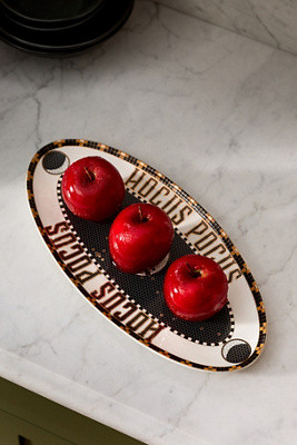 Bistro Tile Stoneware 24k Gold Accent Halloween Platter | Anthropologie (US)