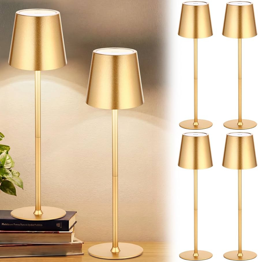 Retisee 6 Pack Cordless Table Lamp Portable Rechargeable Lamp, Gold | Amazon (US)