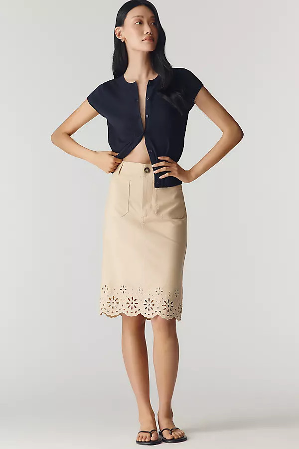 The Colette Eyelet Midi Skirt | Anthropologie (US)