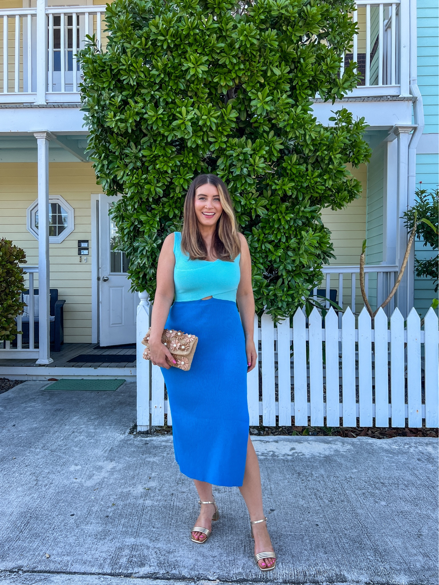 Amazon colorblock knit midi dress, vacation dress, summer dress, gold heels, straw clutch, evening bag, gold hoop earrings, heated thermal curling brush, beach vacation 

#LTKshoecrush #LTKfindsunder50 #LTKstyletip