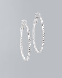 Crystal Double Pave Hoop Earrings | White House Black Market