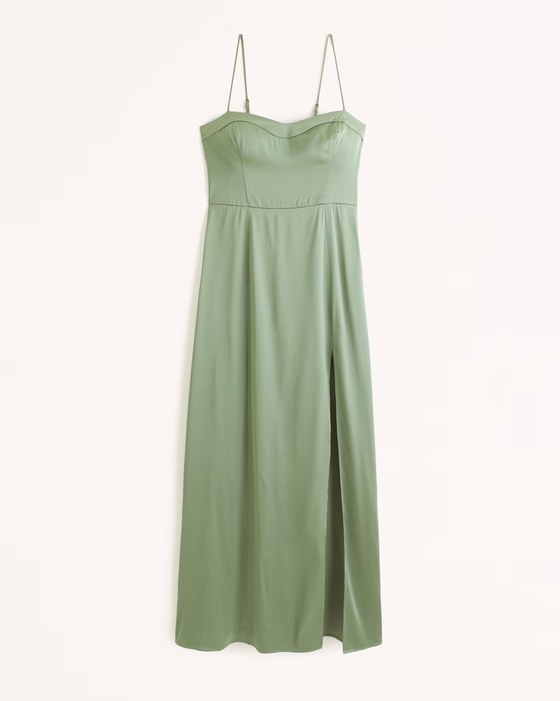 Satin High-Slit Maxi Dress | Abercrombie & Fitch (US)