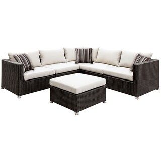 Furniture of America Stella 2-piece Outdoor Sectional and Ottoman (Ivory) | Bed Bath & Beyond