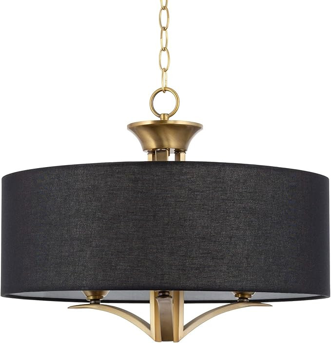 Kira Home Alondra 20" Modern 3-Light Drum Chandelier + Black Fabric Shade, Adjustable Height, War... | Amazon (US)