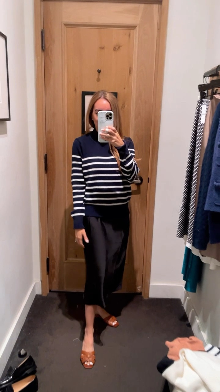 Striped sweaters and black slip skirts! 
#fallwear #slipskirts

#LTKworkwear #LTKSale #LTKstyletip