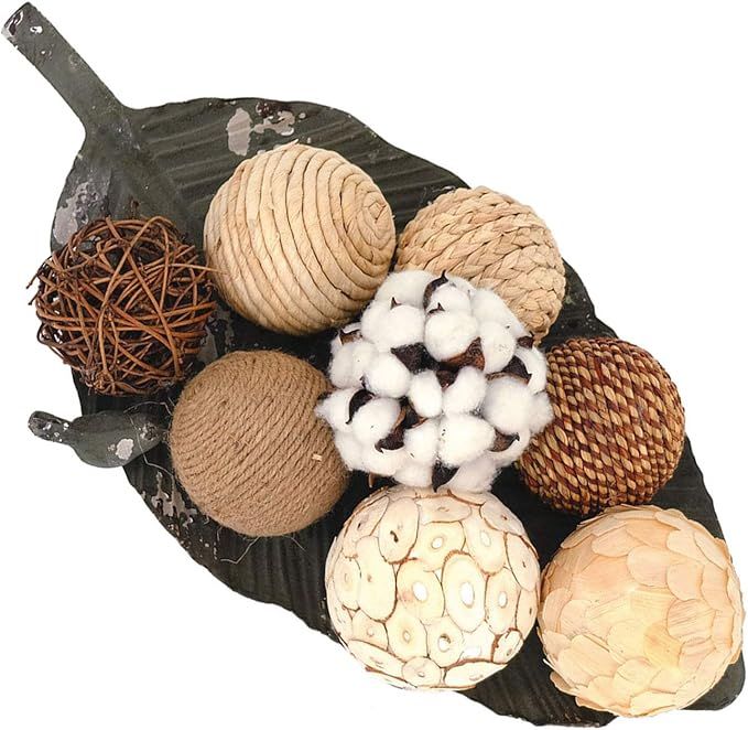 idyllic Decorative Balls for Bowls Natural Wicker 3 Inches Rattan Woven Twig Orbs, String and Cot... | Amazon (US)