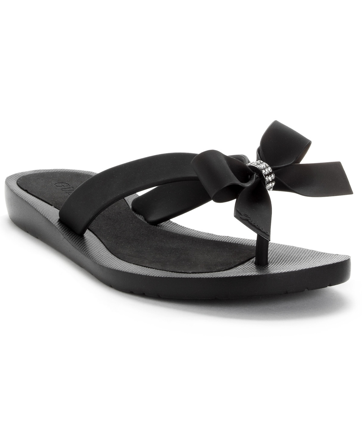 Guess Women's Tutu Eva Fashion Bow Detail Flip Flop Sandals - Black | Macy's