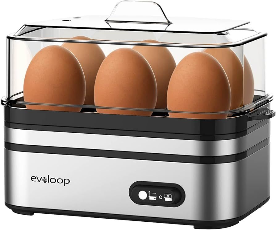Evoloop Rapid Egg Cooker Electric 6 Eggs Capacity, Soft, Medium, Hard Boiled, Poacher, Omelet Mak... | Amazon (US)