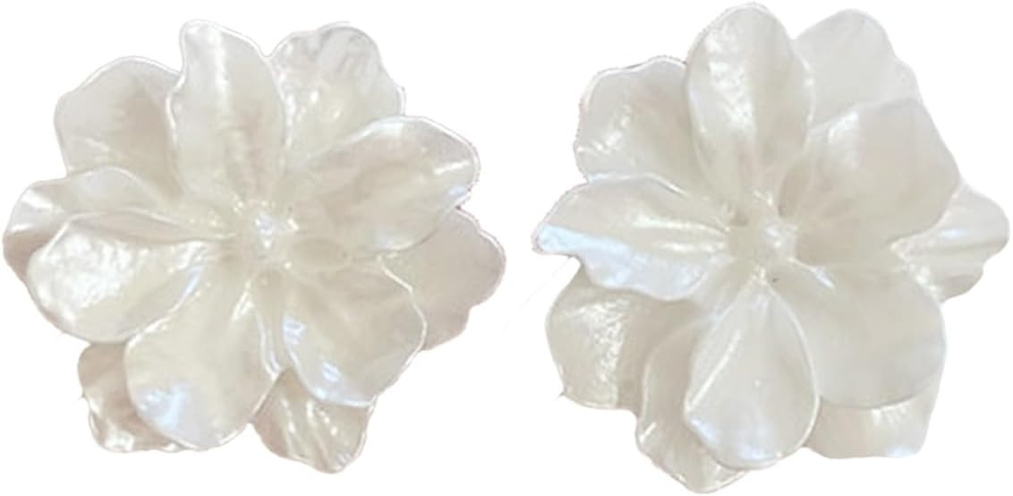 White Gardenia Flower Stud Earrings for Women, Vintage Floral Earrings for Women | Amazon (US)