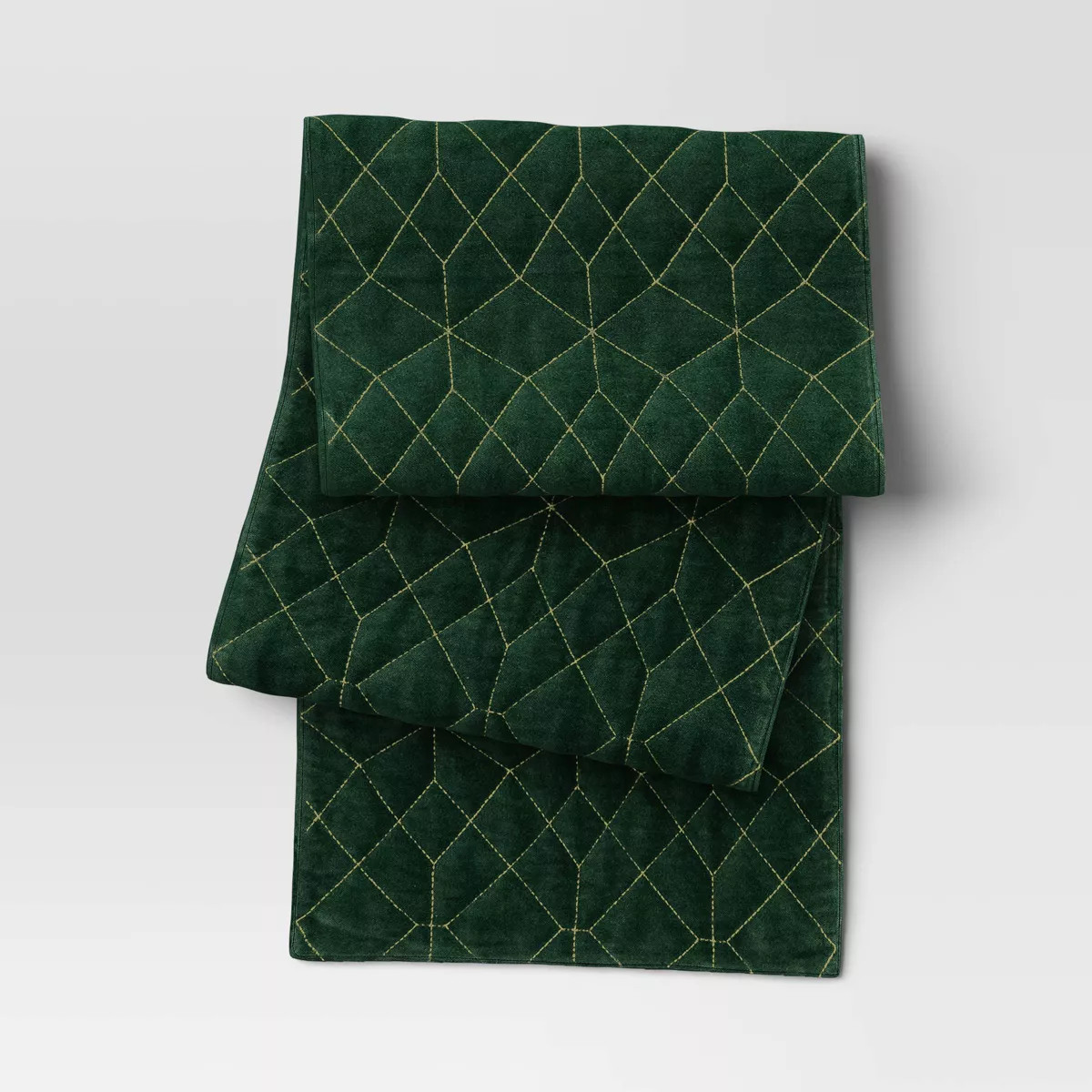 72"x14" Velvet Quilted Table Runner Green - Threshold™ | Target