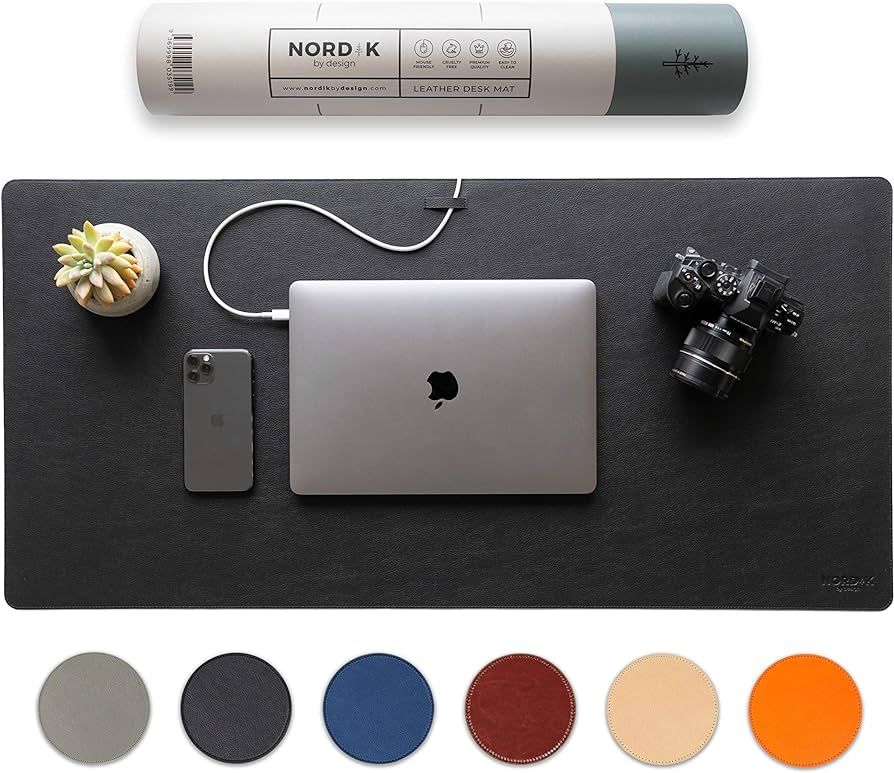 Nordik Leather Desk Mat Cable Organizer (Pebble Black 35 X 17 inch) Premium Extended Mouse Mat fo... | Amazon (US)