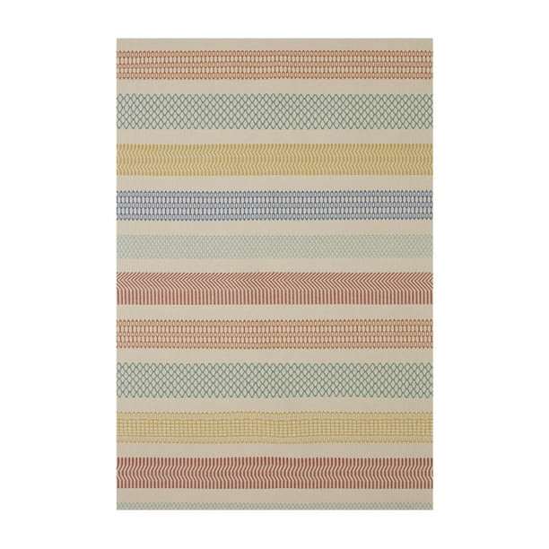Better Homes & Gardens 5' x 7' Multi-color Striped Outdoor Rug - Walmart.com | Walmart (US)