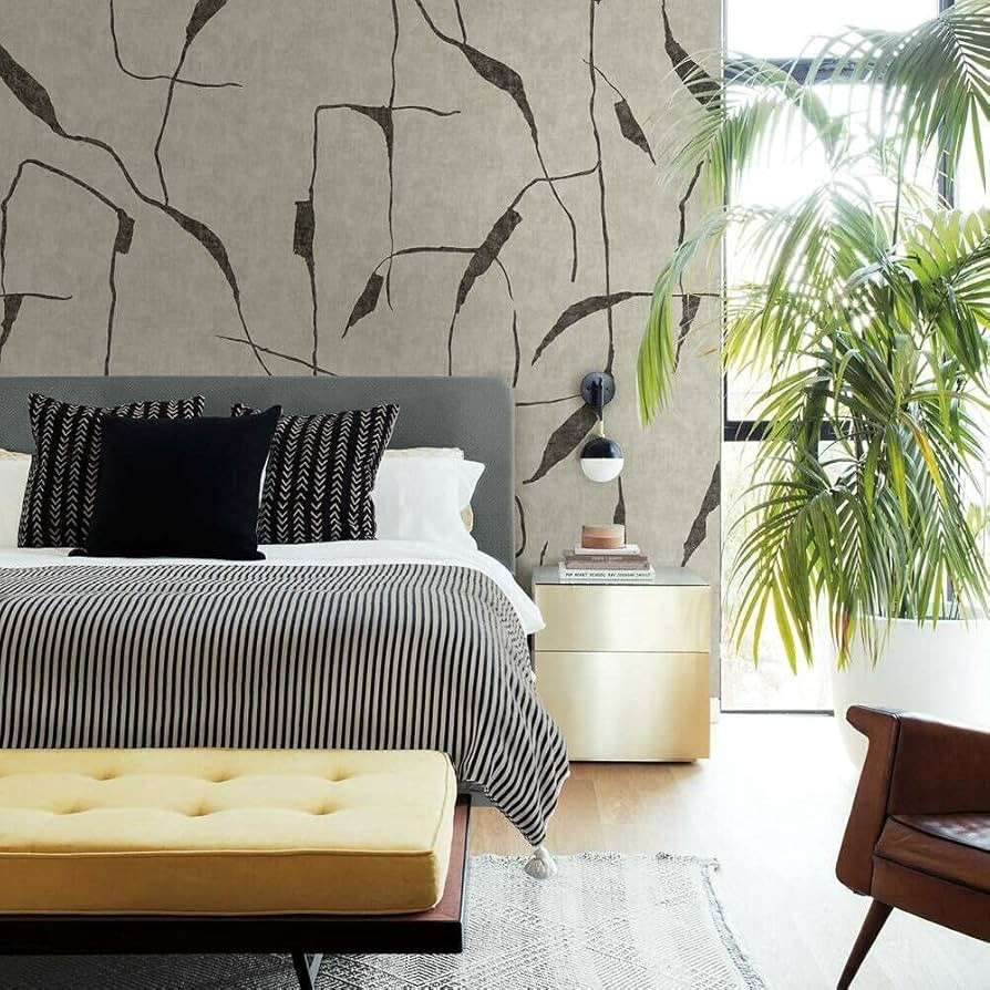 RoomMates RMK12208M Nikki Chu Taupe and Black Peel and Stick Wallpaper Mural | Amazon (US)