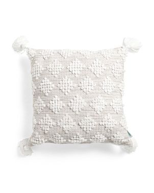 18x18 Indoor Outdoor Textured Tassel Pillow | TJ Maxx