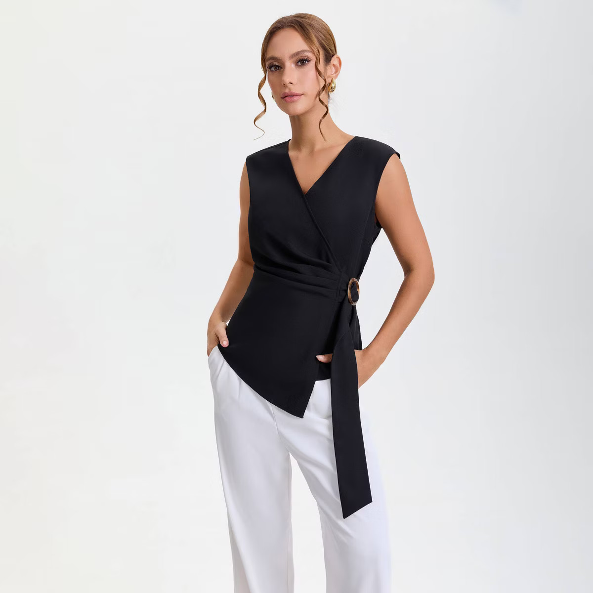 Women's Buckle Wrap Vest - A New Day™ Black L | Target