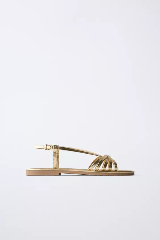 METALLIC STRAP SANDALS | Zara US