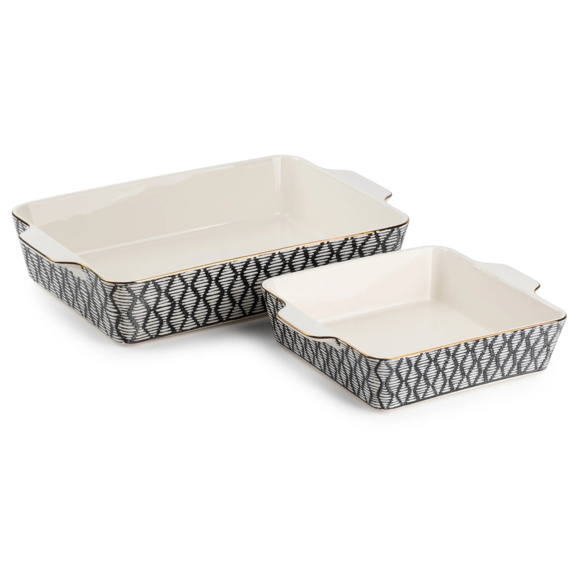 Thyme & Table Stoneware Square & Rectangular Baker, Black & White Geo, 2-Piece Set - Walmart.com | Walmart (US)